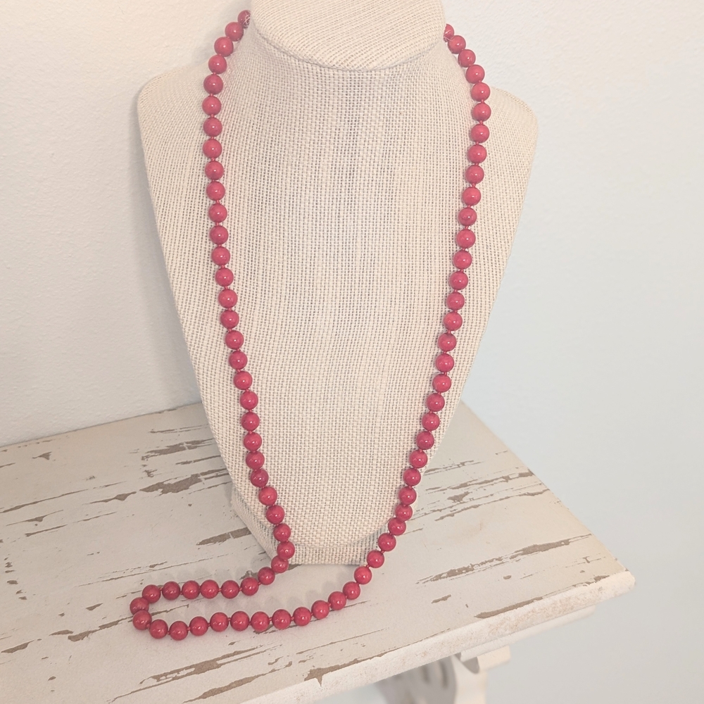Vintage "Lucas Lameth" signed LUC 925 Silver Red Coral Round Beaded Necklace